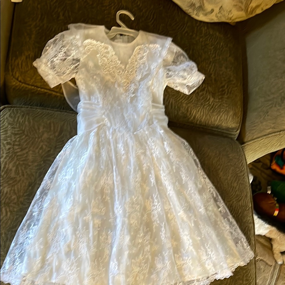 Elegant White Lace Kids Dress